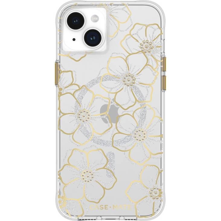 OUTLET: Etui Case-Mate Floral Gems MagSafe do iPhone 15 Plus, złote