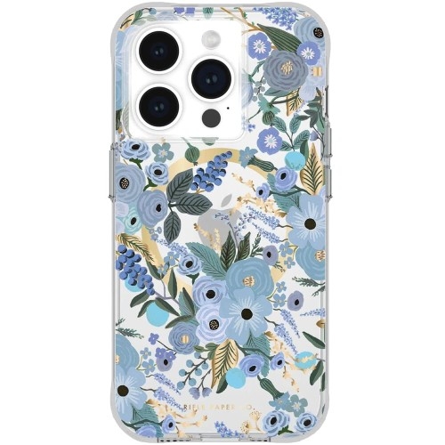 Image of Etui Case-Mate Rifle Party Co. Garden Party Blue MagSafe do iPhone 15 Pro, niebieskie
