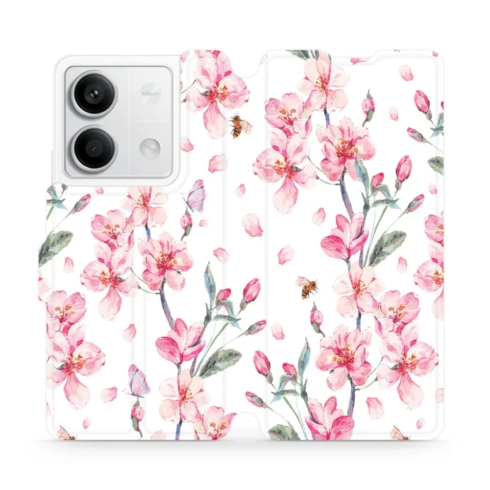 Etui z klapką do Xiaomi Redmi Note 13 5G, Mobiwear Book, różowa wiosna