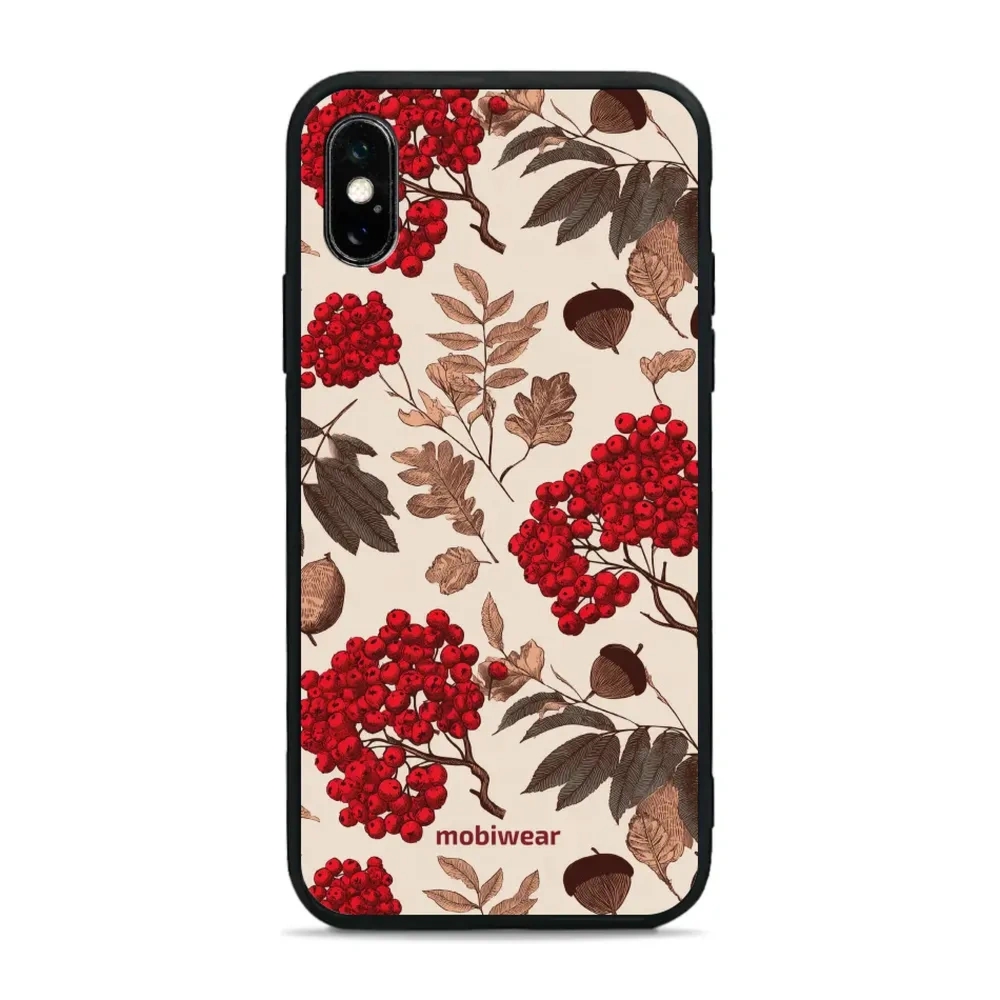 Etui ochronne do iPhone XS, Mobiwear Glossy Case, jarzębina na ecru