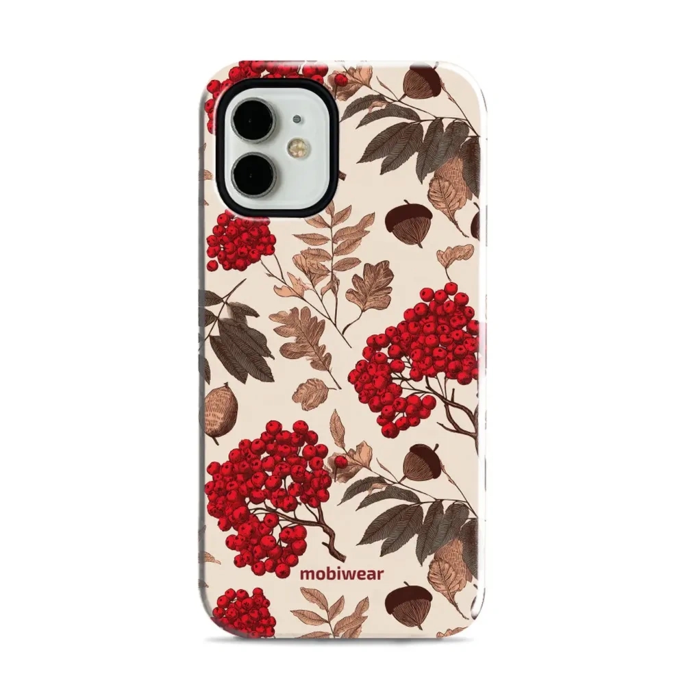 Etui ochronne do iPhone 12 mini, Mobiwear Elite Pro, jarzębina na ecru