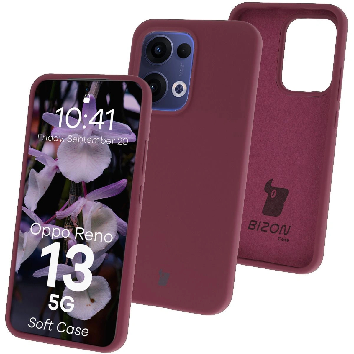 Silikonowe etui Bizon Soft Case do Oppo Reno13, ciemnofioletowe
