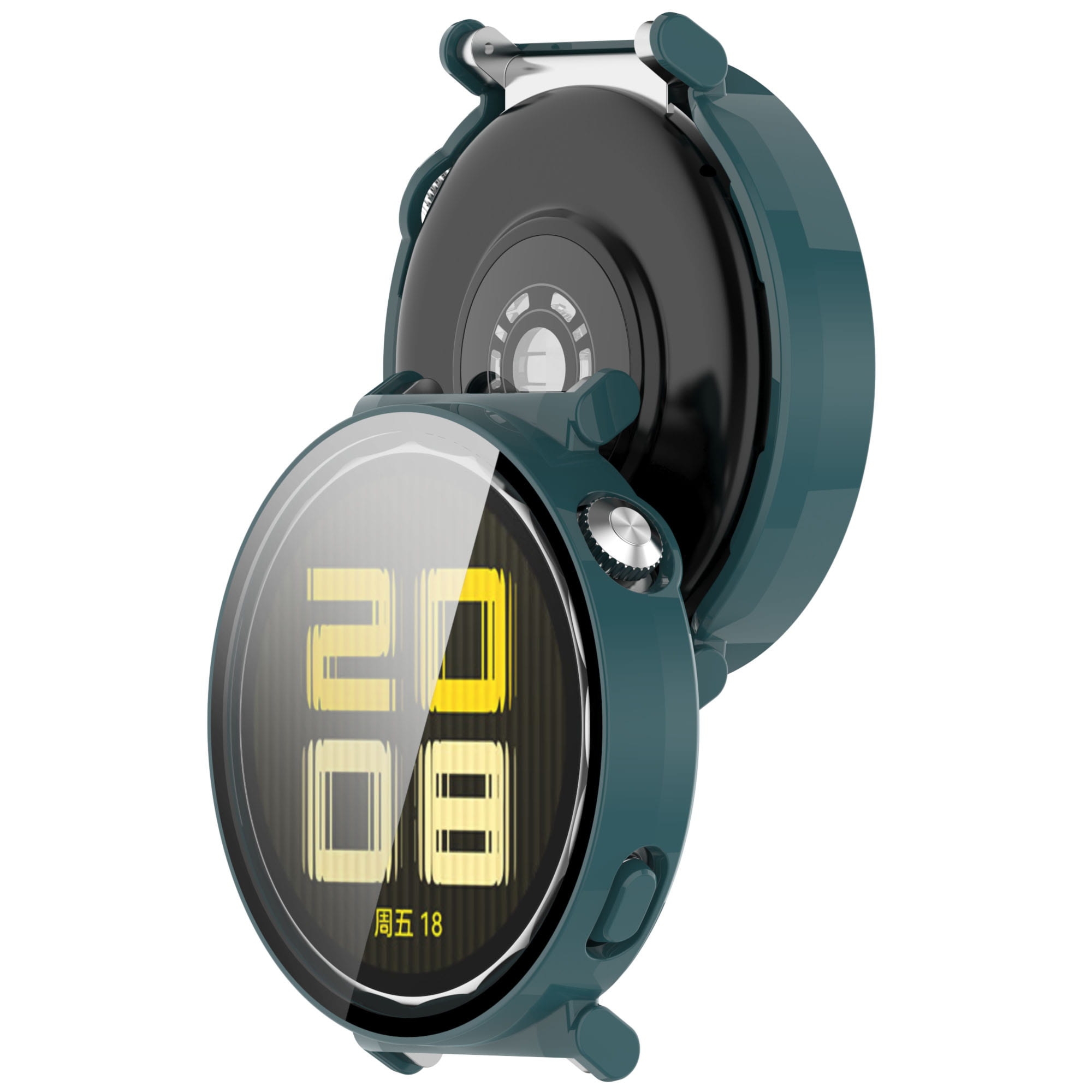 Etui ze szkłem do zegarka Bizon Case Watch Adamo do Huawei Watch GT 5 41 mm, zielone