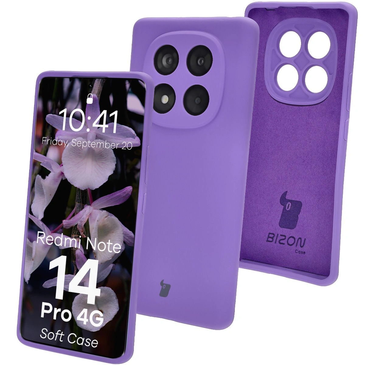 Silikonowe etui Bizon Soft Case do Xiaomi Redmi Note 14 Pro 4G, fioletowe
