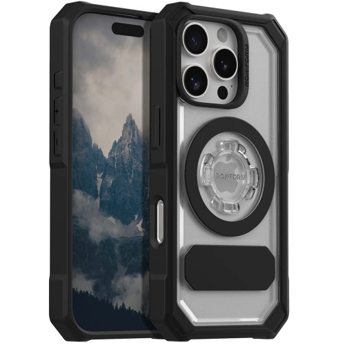 Image of Etui Rokform Crystal Case Mag do iPhone 16 Pro, przezroczyste z czarną ramką