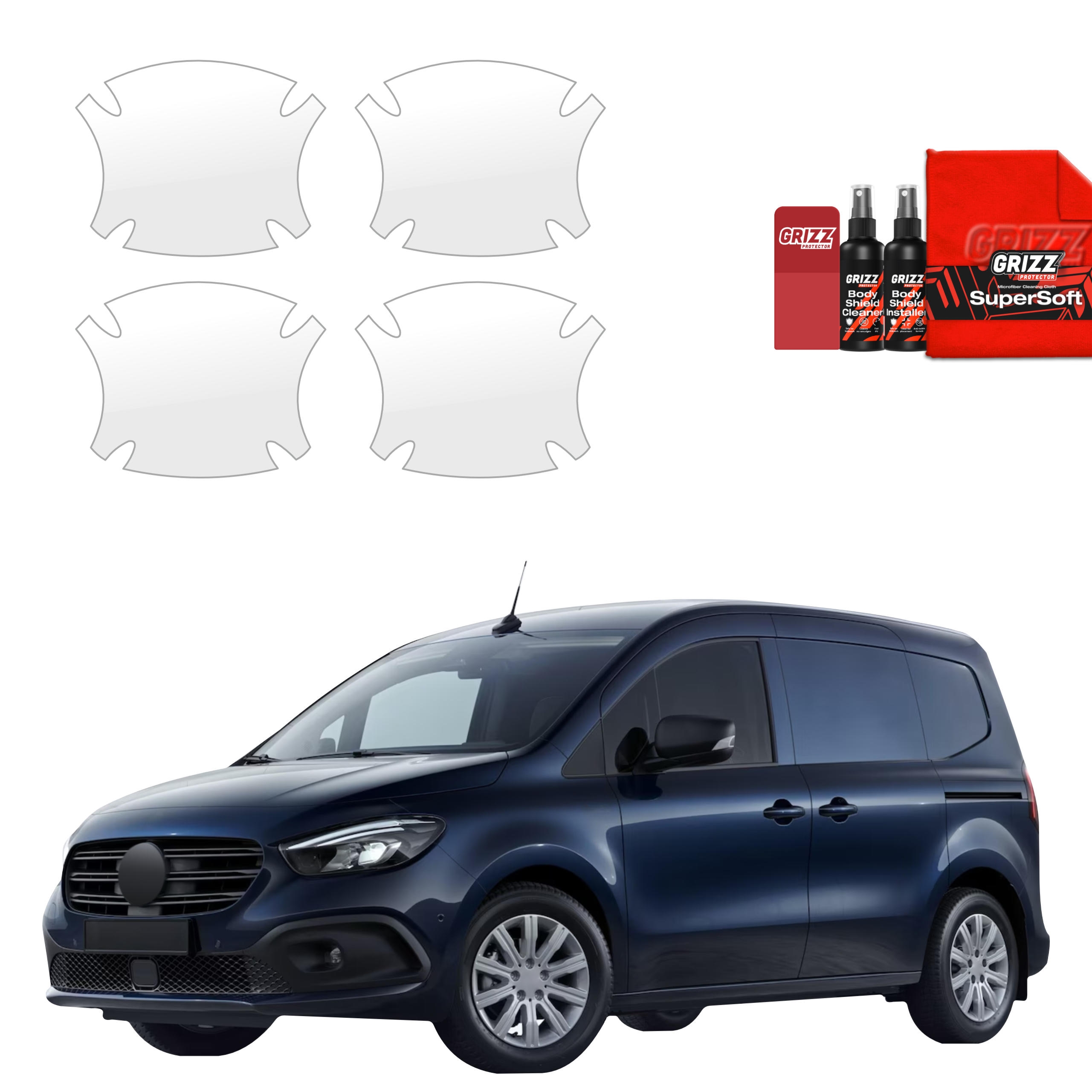 4w1 Bezbarwna folia ochronna Grizz Protector pod klamki Mercedes-Benz eCitan (2021-2026)