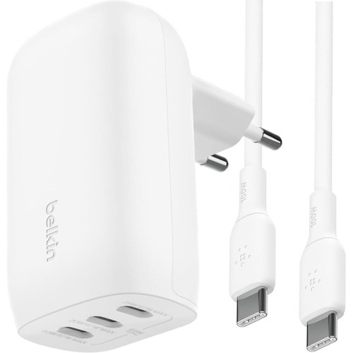 Image of Ładowarka sieciowa Belkin Boost 3-Port USB-C PD 3.1 PPS 67W + kabel USB-C 2m, biała