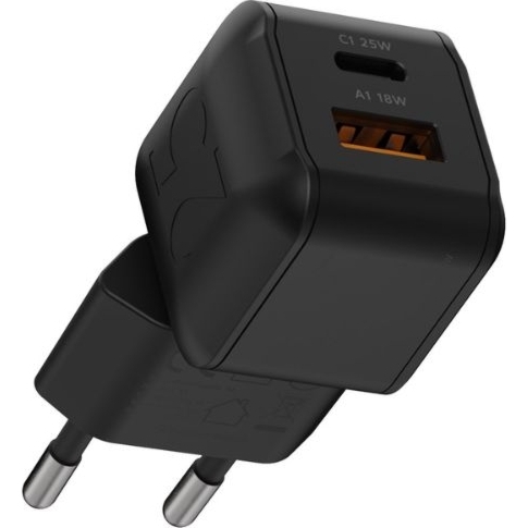 Ładowarka sieciowa Xtorm NextGen 25 W GaN, USB-C PD + USB-A, czarna