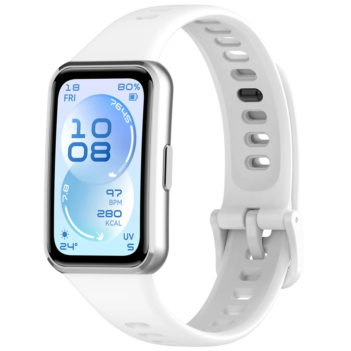 Silikonowy pasek Bizon Strap Watch Silicone do Huawei Band 11 / 11 Pro, biały
