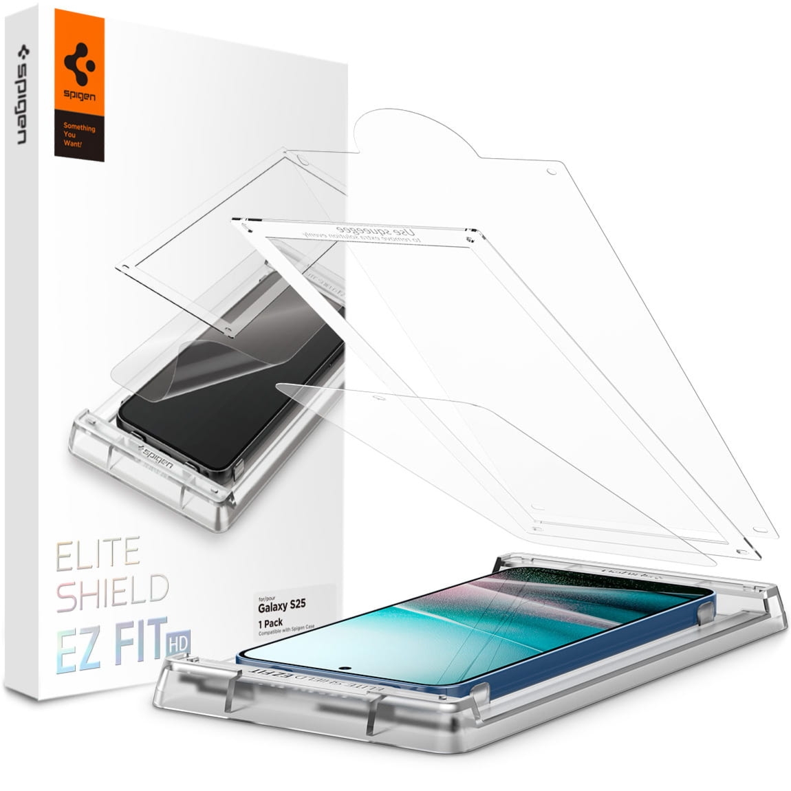 OUTLET: Folia + Aplikator Spigen Elite Shield EZ Fit 1-Pack do Galaxy S25