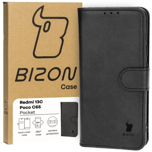 Image of Etui z klapką Bizon Case Pocket do Xiaomi Redmi 13C / Xiaomi Poco C65, czarne