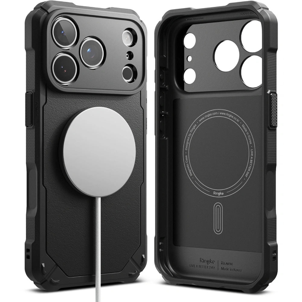 Etui Ringke Rugged Gear Magnetic do MagSafe do iPhone 18 Pro / 17 Pro, czarne