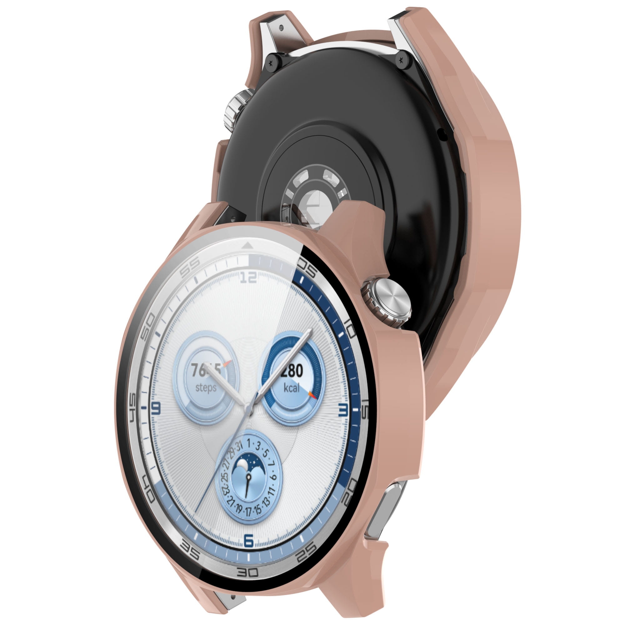 Etui ze szkłem do zegarka Bizon Case Watch Adamo do Huawei Watch GT 5 46 mm, różowe