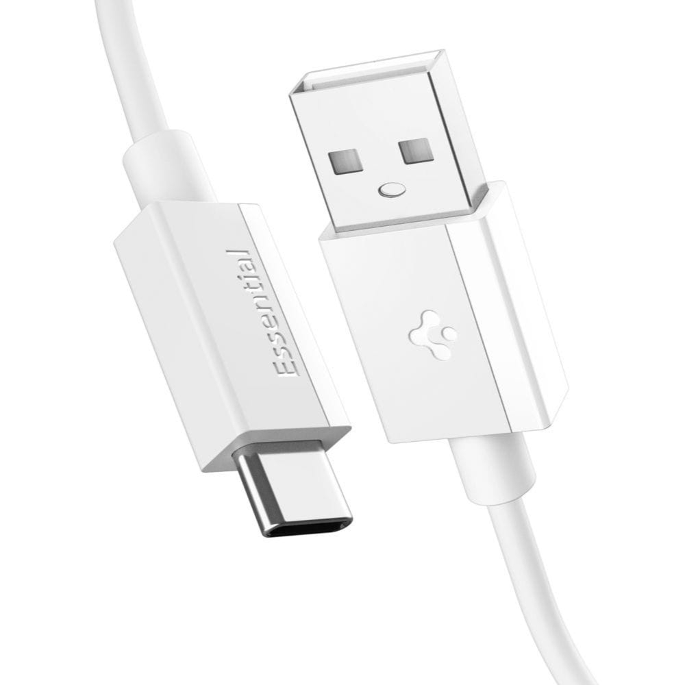 Kabel Spigen Essential DuraBend EB6010AC USB-A do USB-C 60W, 1 m, biały