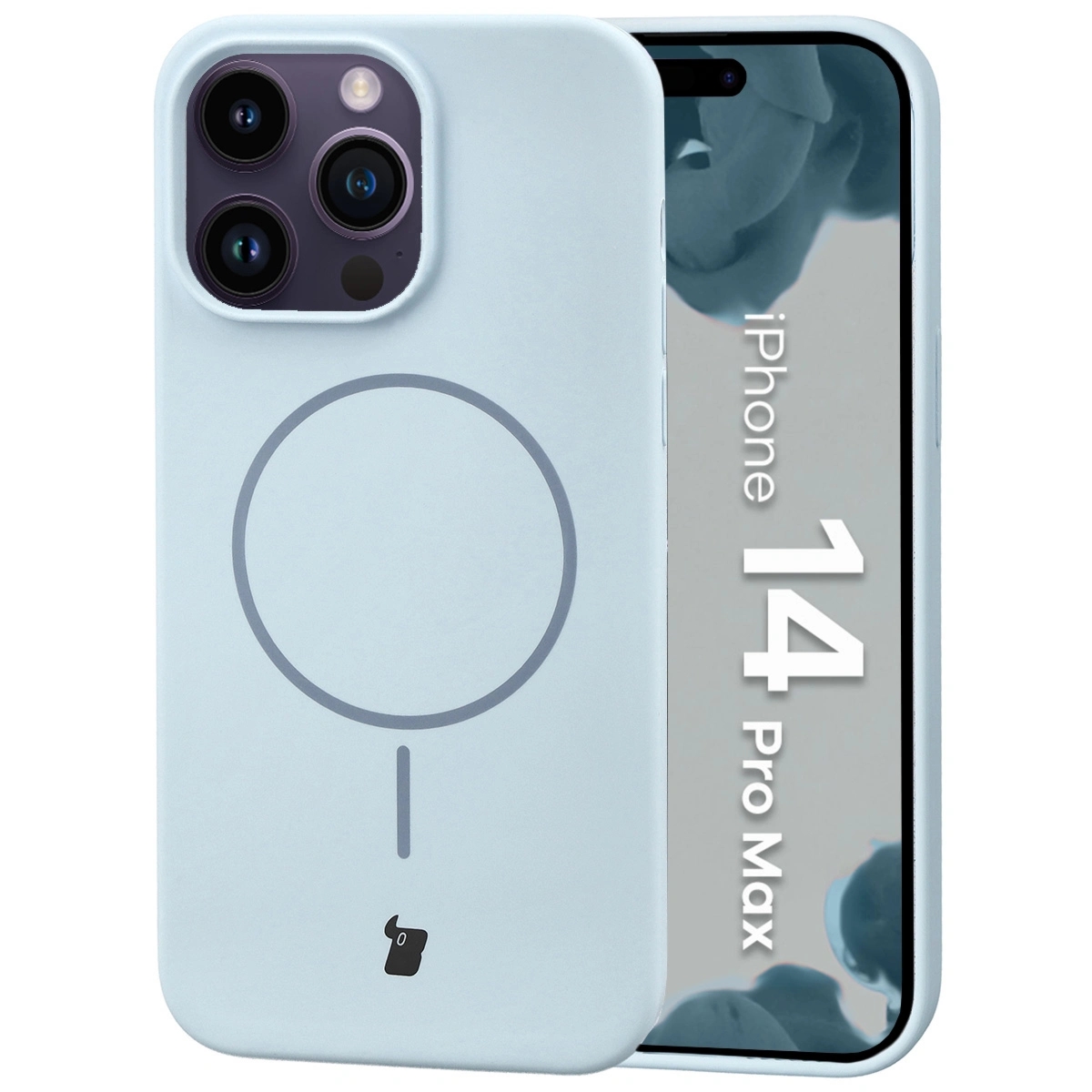 Silikonowe etui z pierścieniem magnetycznym Bizon Soft Case Magnetic do iPhone 14 Pro Max, błękitne