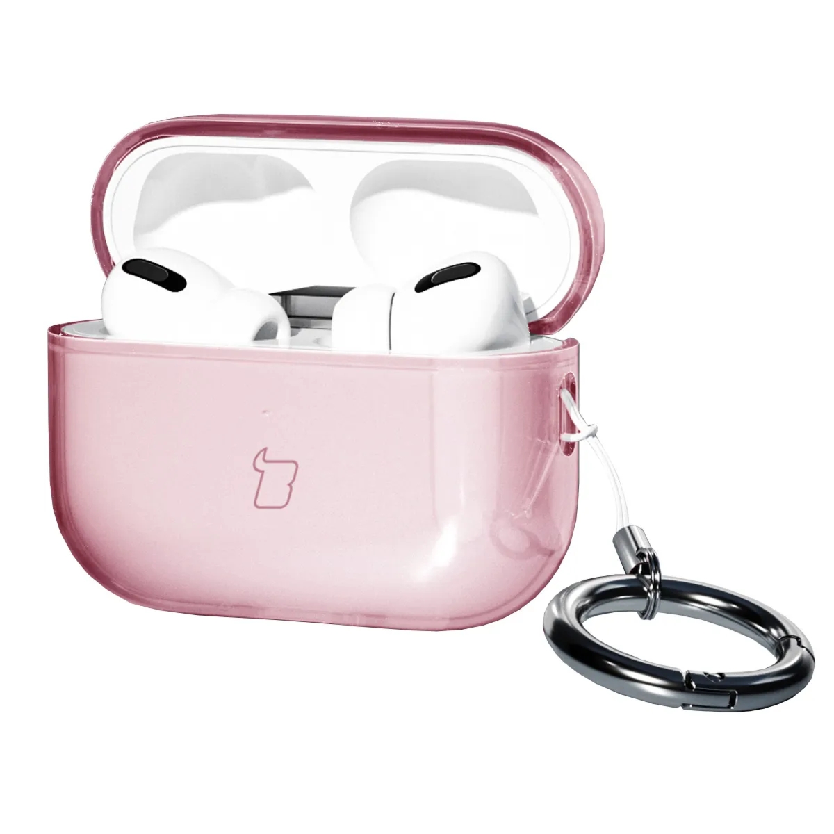 Elastyczne etui z karabińczykiem Bizon Case Headphone Clear do AirPods Pro 3, przeźroczysto-różowe