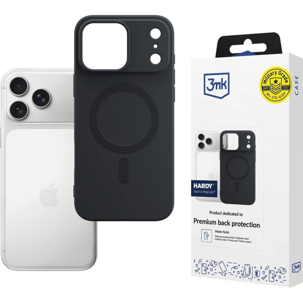 OUTLET: Etui 3mk Hardy Haptica do MagSafe, do iPhone 18 Pro / 17 Pro, czarne