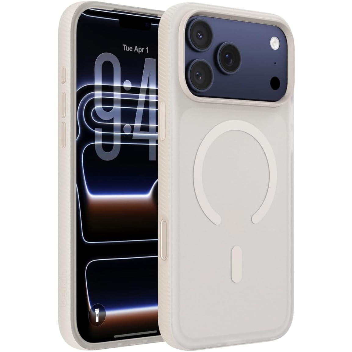 Etui Belkin SheerForce Grip (CC) do MagSafe do iPhone 17 Pro Max, beżowe