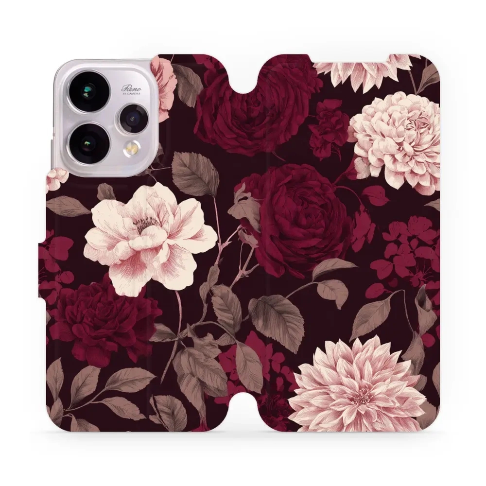 Etui z klapką do OPPO Reno15, Mobiwear Book, wino i dalie