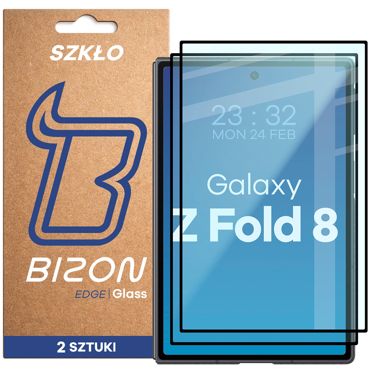 Szkło hartowane Bizon Glass Edge Duo do Galaxy Z Fold8, czarna ramka, 2 sztuki