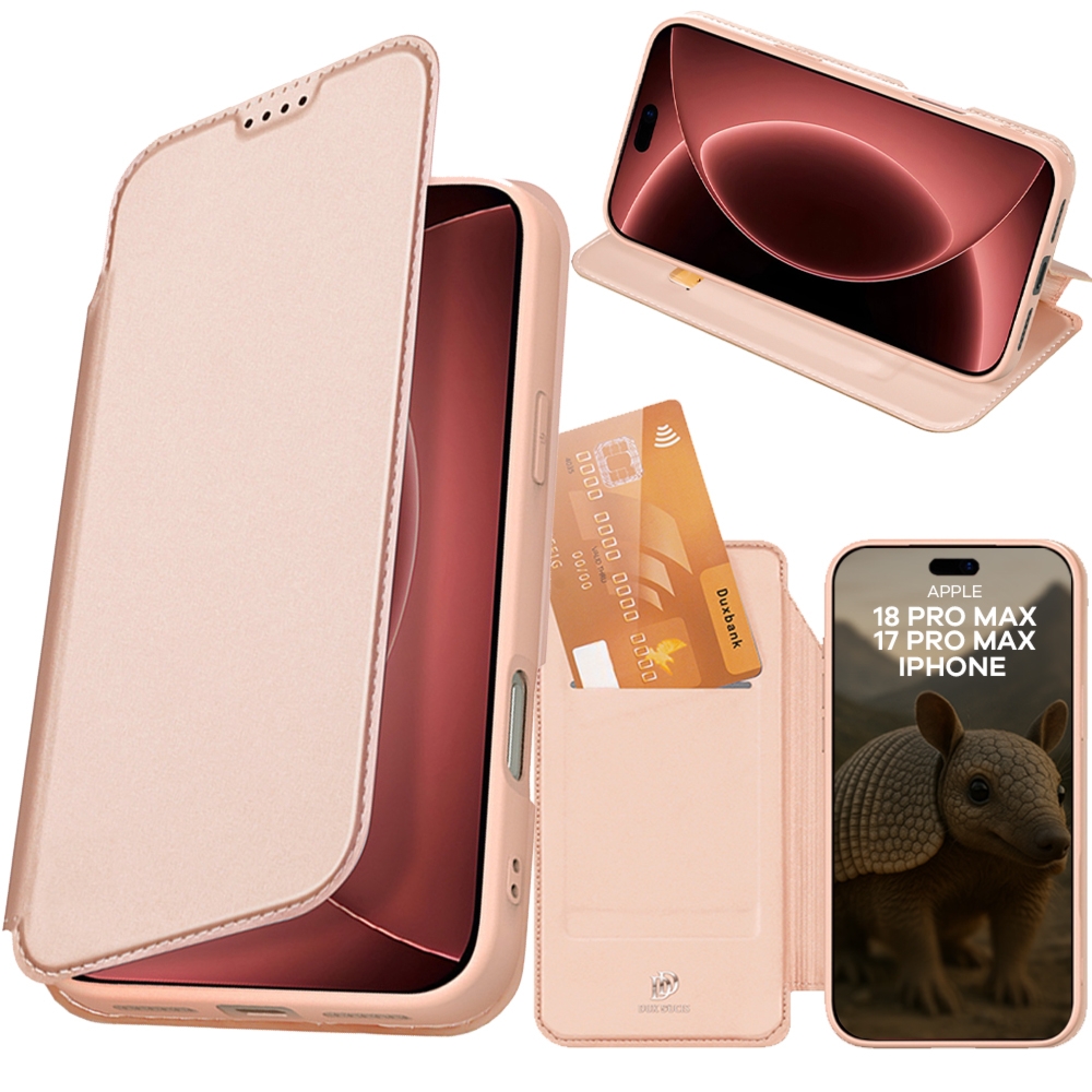 Etui z klapką Dux Ducis Skin Pro do iPhone 18 Pro Max / 17 Pro Max, różowozłote