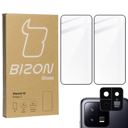 Image of 2x Szkło + szybka na aparat BIZON Edge 2 do Xiaomi 13