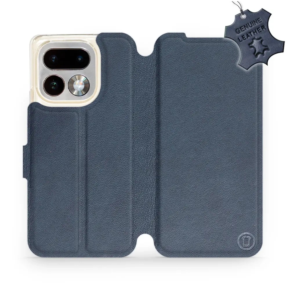 Etui z naturalnej skóry do Realme 16 Pro 5G, Mobiwear Leather, granatowe