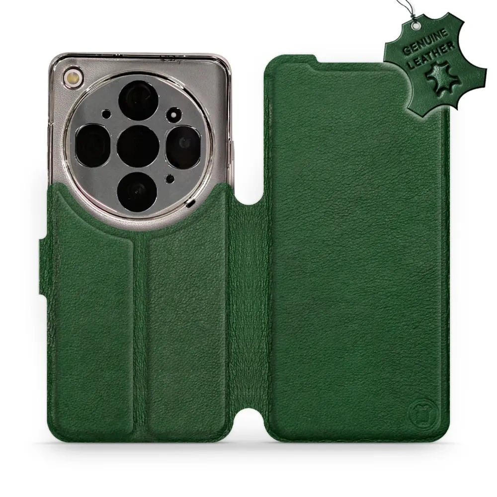 Etui z naturalnej skóry do Oppo Find X9 Ultra, Mobiwear Leather, zielone