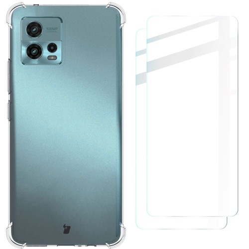 Image of Etui + 2x folia Bizon Case Clear Pack do Motorola Moto G72, przezroczyste