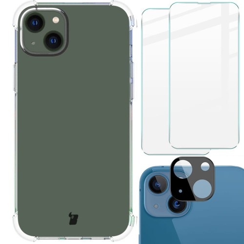 Image of Etui + 2x szkło + obiektyw Bizon Case Clear Pack do iPhone 14 Plus, przezroczyste