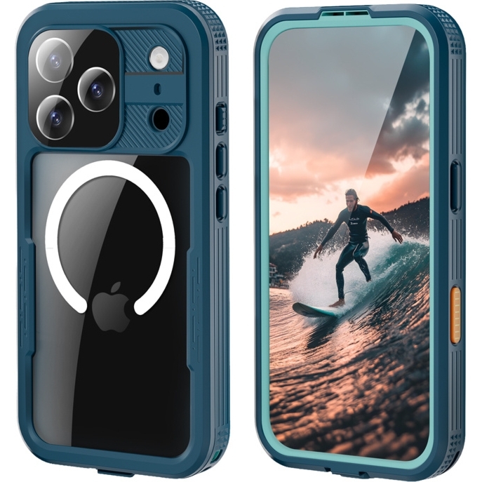 Etui wodoodporne Crong Seal Cover do iPhone 17 Pro, niebieskie