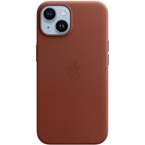 Image of Etui Apple Leather Case MagSafe do iPhone 14, ciemnobrązowe