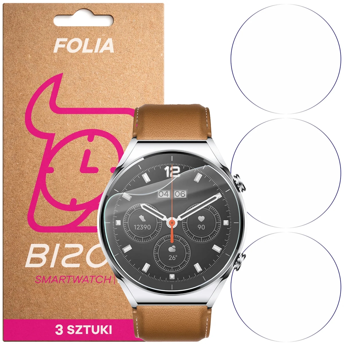Folia ochronna na ekran zegarka Bizon Watch Film HydroFlex do Xiaomi Watch S1, 3 sztuki