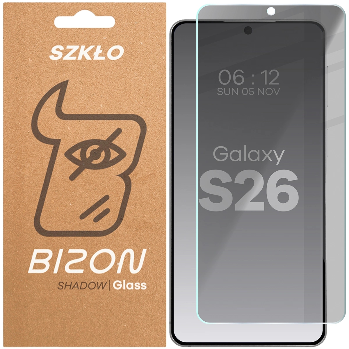 Prywatyzujące szkło hartowane Bizon Glass Clear Shadow do Galaxy S26, przyciemniane
