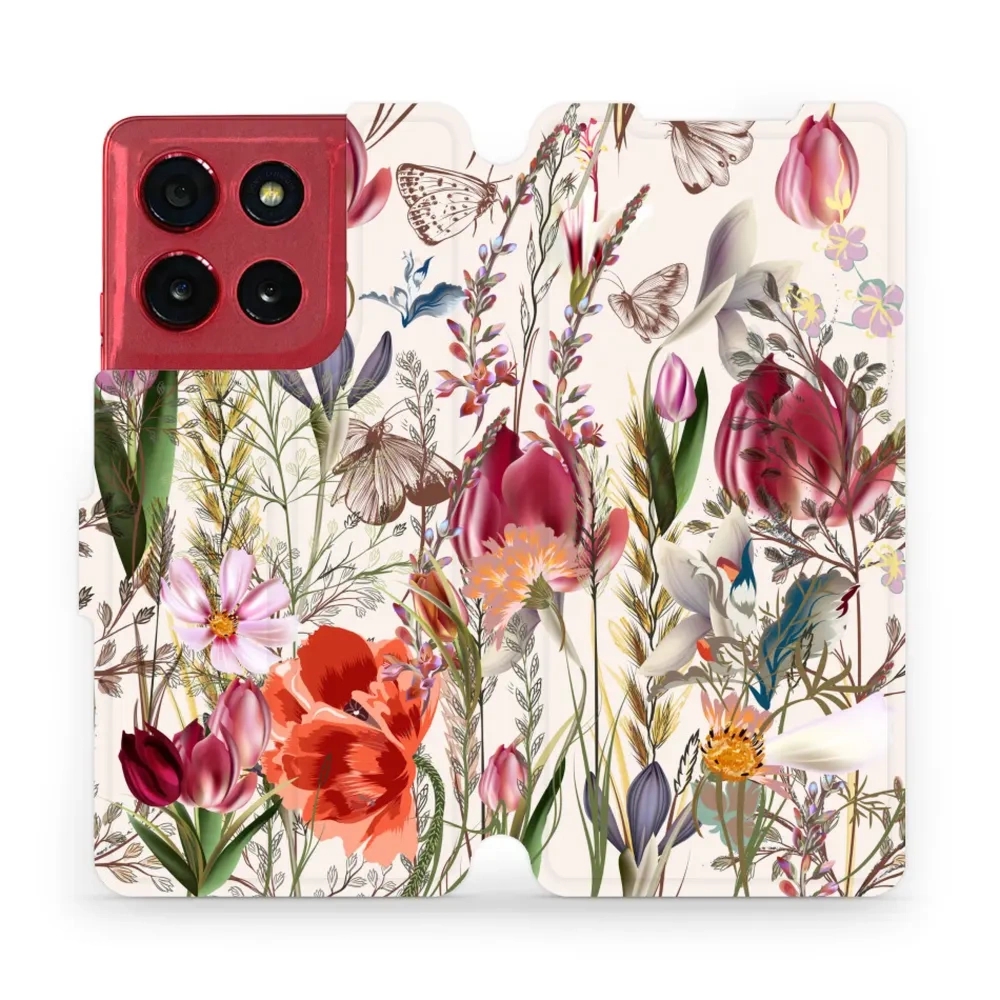 Etui z klapką do Motorola Moto G86 Power 5G, Mobiwear Book, bukiet kwiatów