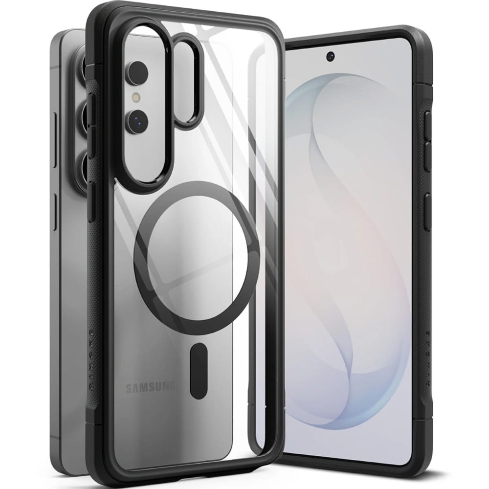 Etui Ringke Fusion Bold Magnetic do Magsafe do Galaxy S26 Ultra, przezroczyste z czarną ramką