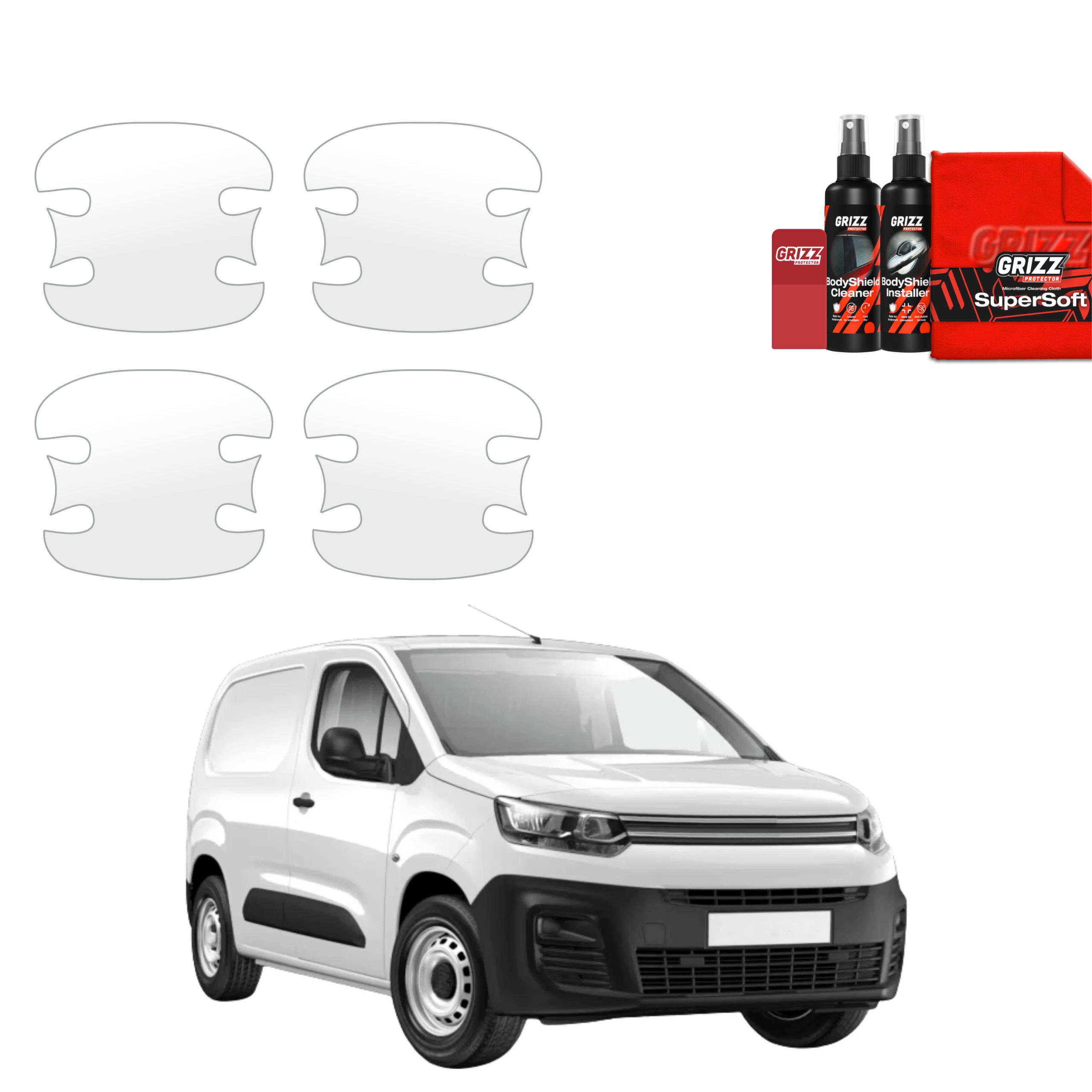 4w1 Bezbarwna folia ochronna Grizz Protector pod klamki Citroen Berlingo VAN (2018-2026)