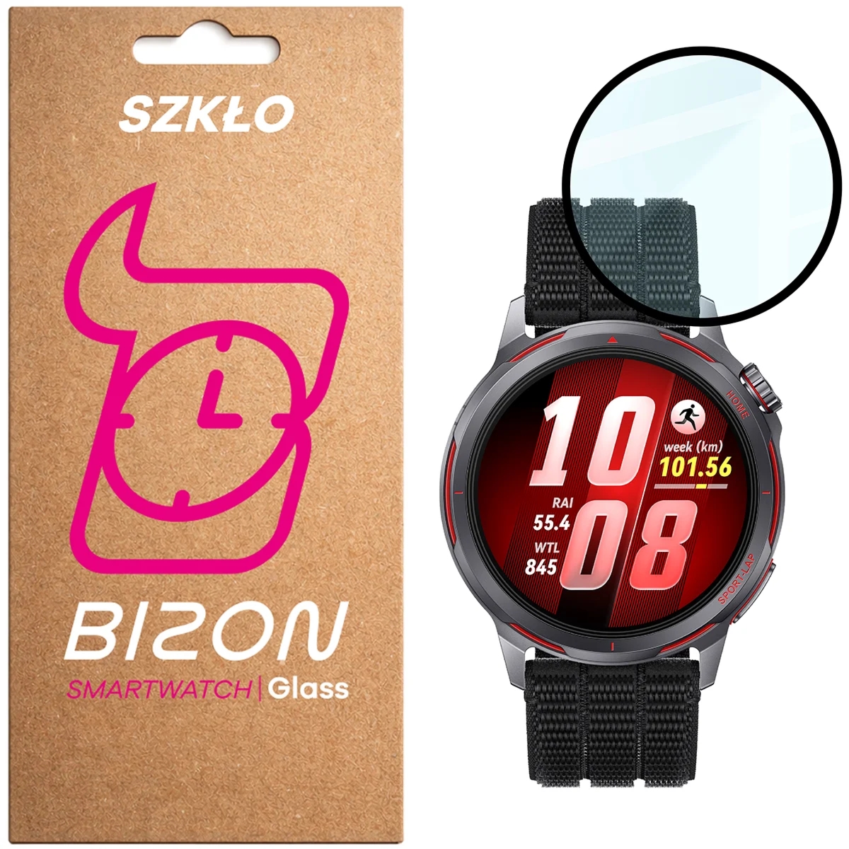 Szkło hybrydowe Bizon Watch Glass Edge Hybrid dla Huawei Watch GT Runner 2, czarne