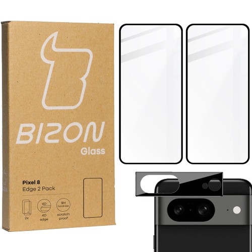 Image of 2x Szkło + szybka na aparat BIZON Edge 2 Pack do Pixel 8