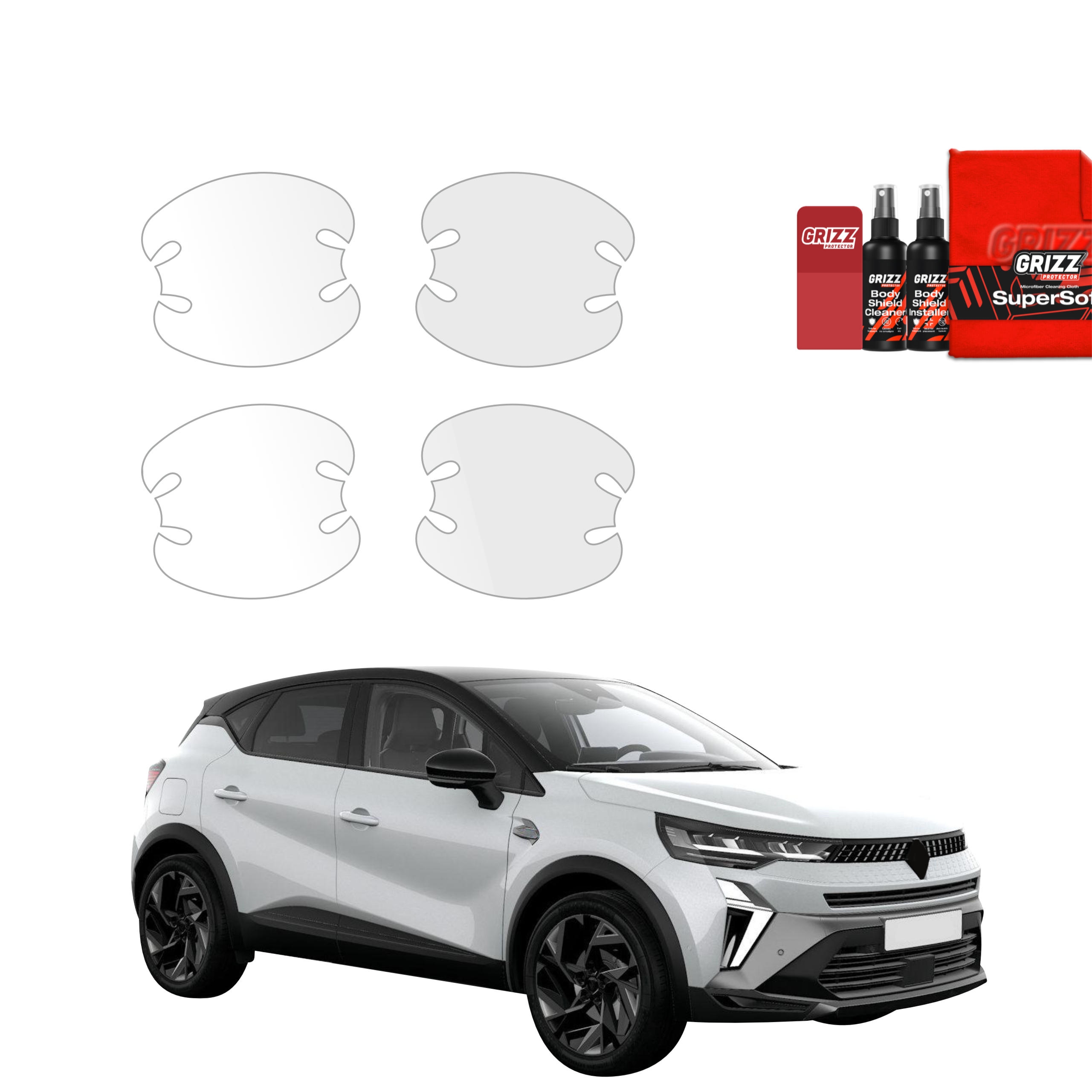 4w1 Bezbarwna folia ochronna Grizz Protector pod klamki Renault Captur (2024-2026)