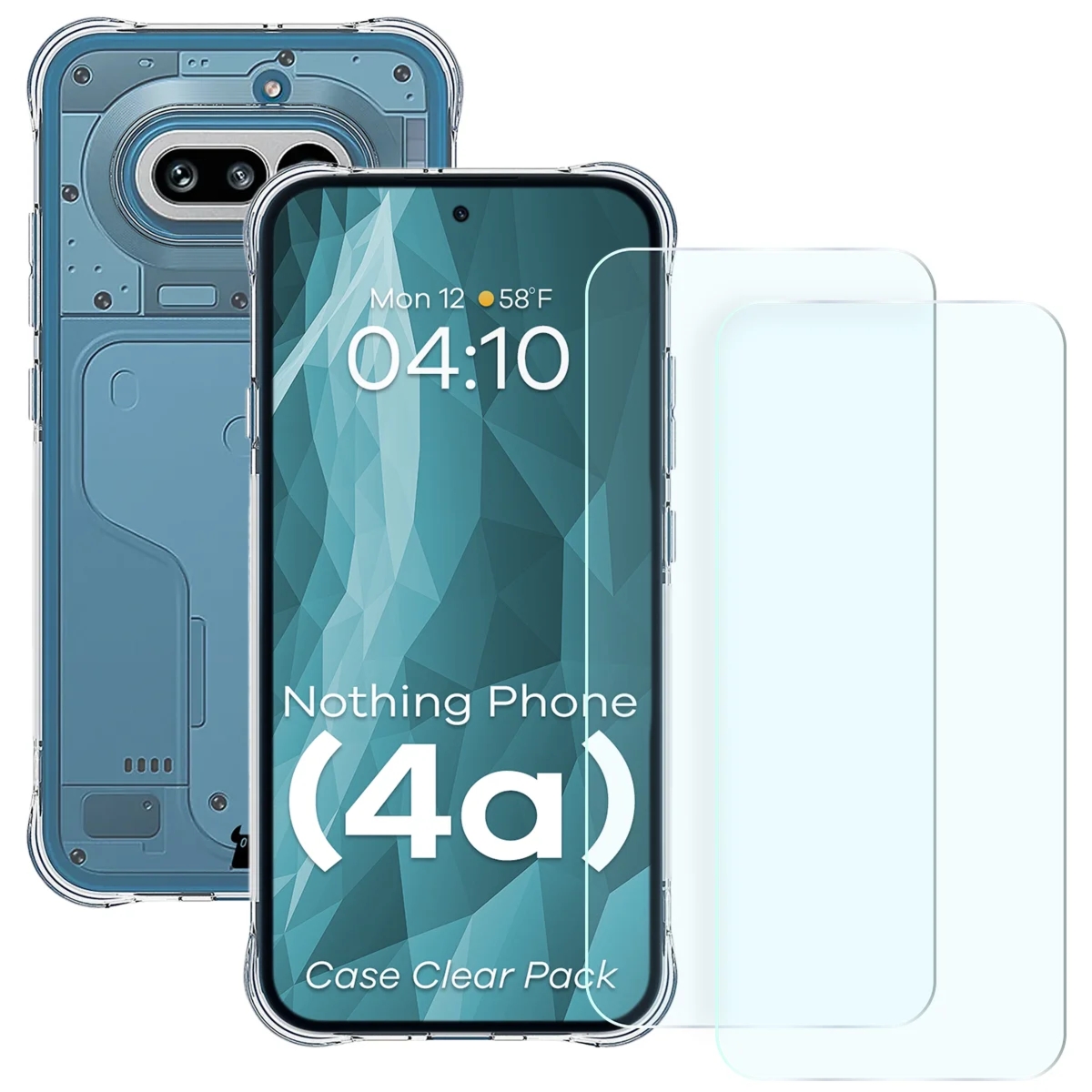 Elastyczne etui + 2x szkło hartowane Bizon Case Clear Pack do Nothing Phone (4a)