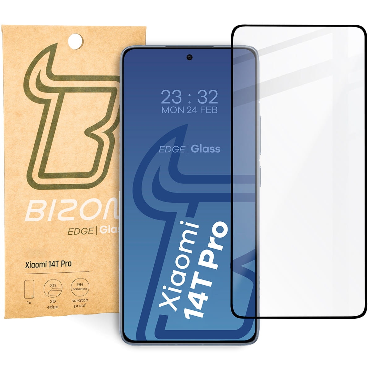 Szkło hartowane Bizon Glass Edge do Xiaomi 14T Pro, czarna ramka