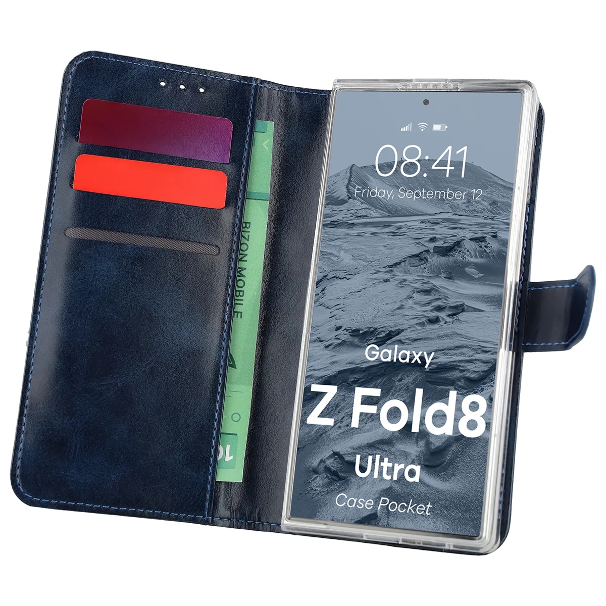 Etui z klapką Bizon Case Pocket do Galaxy Z Fold8 Ultra, granatowe