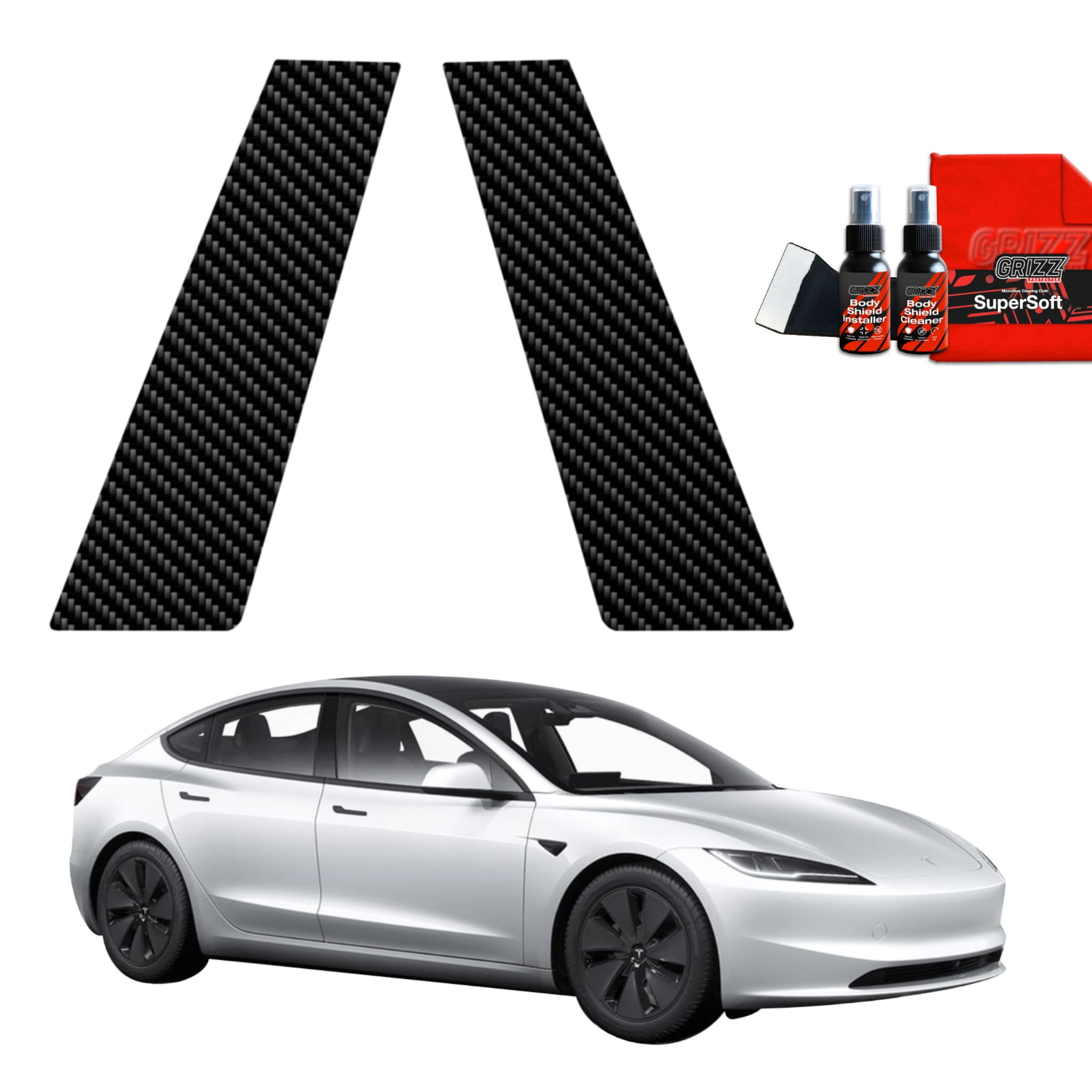 2w1 Folia karbonowa Grizz Protector na słupki do Tesla Model 3 (2021-2025)