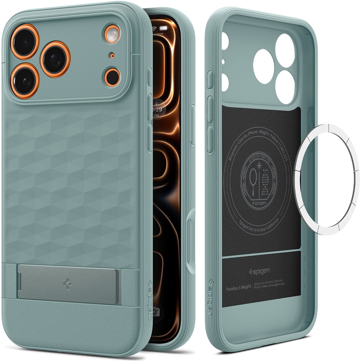 Etui Spigen Parallax S Mag do MagSafe do iPhone 17 Pro, zielone
