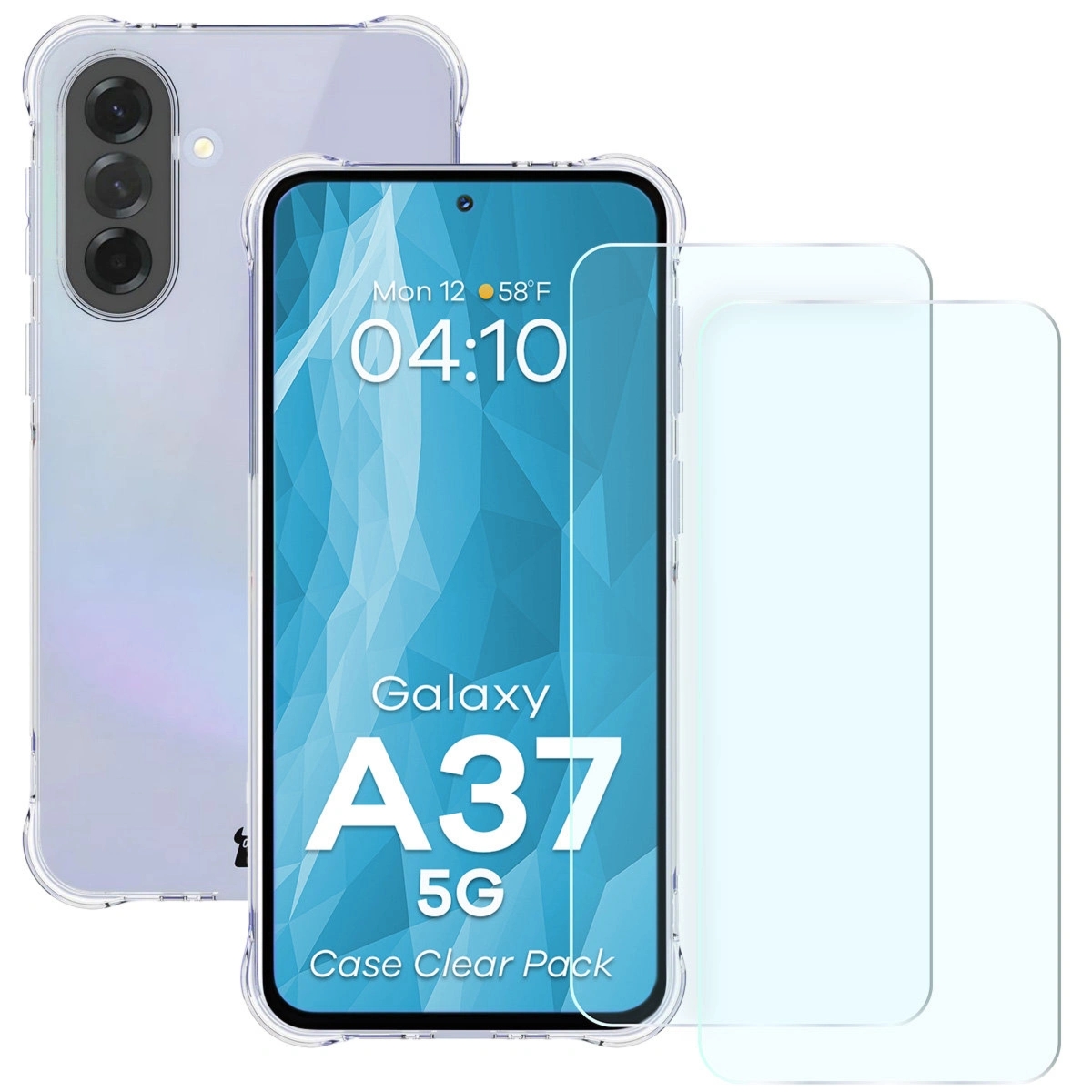 Elastyczne etui + 2x szkło hartowane Bizon Case Clear Pack do Galaxy A37 5G