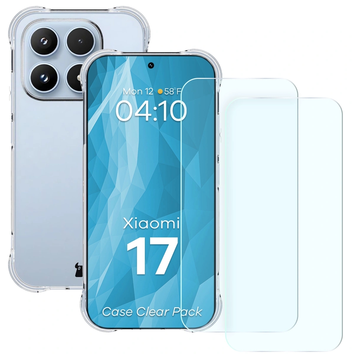 Elastyczne etui + 2x szkło hartowane Bizon Case Clear Pack do Xiaomi 17