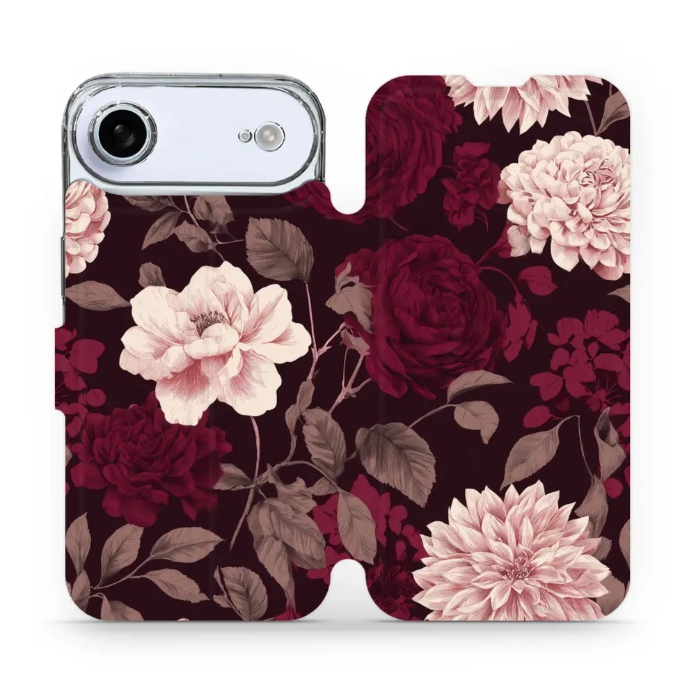 Etui z klapką do iPhone Air, Mobiwear Book, wino i dalie