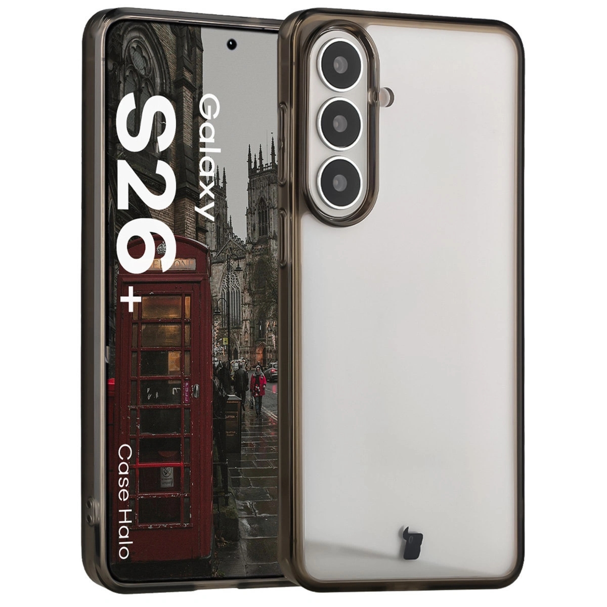 Etui Bizon Case Halo do Galaxy S26 Plus, przydymione-czarne