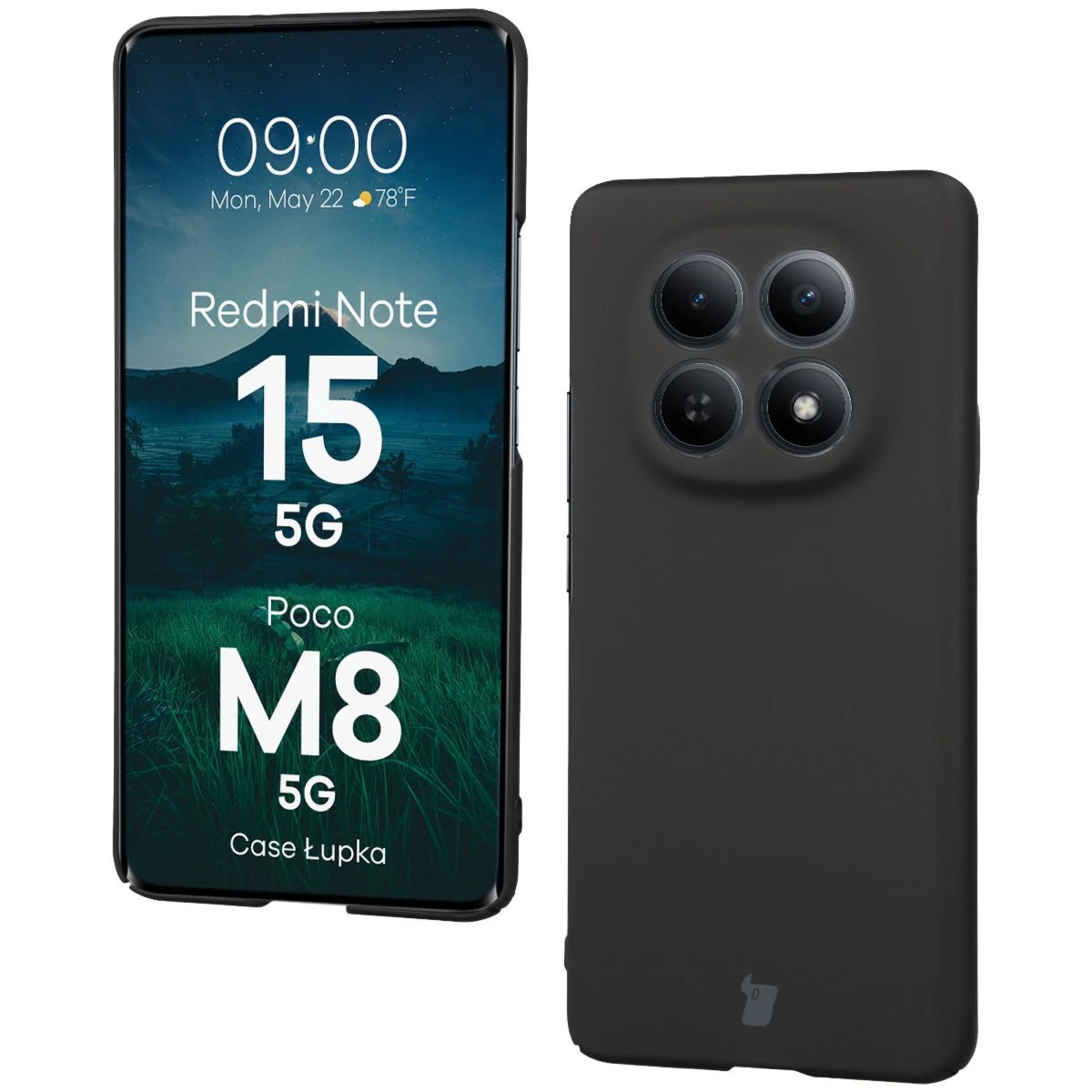 Etui Bizon Case Łupka do Xiaomi Redmi Note 15 4G/5G / POCO M8 5G, czarne